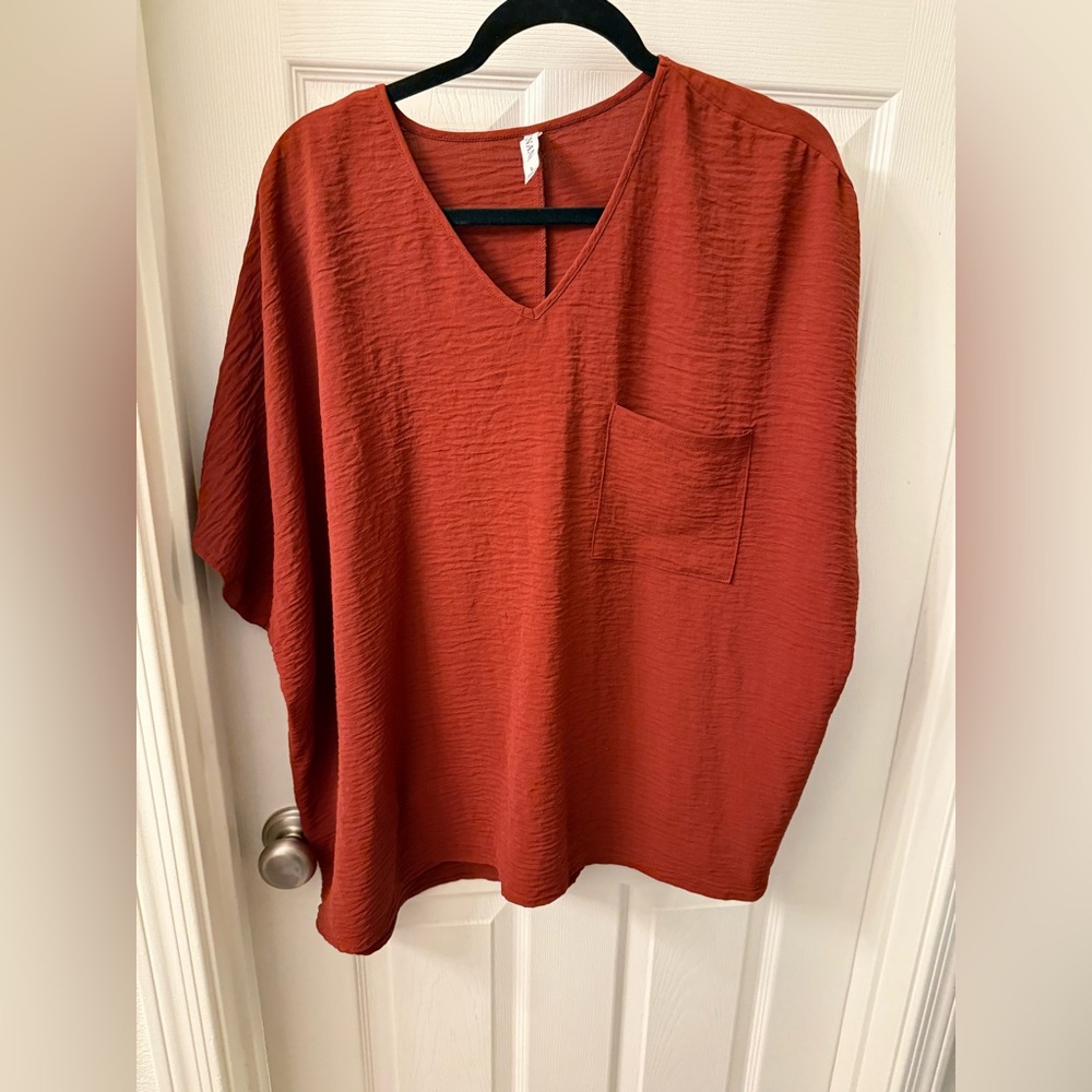 Zenana Outfitters Burnt Orange V-Neck Top